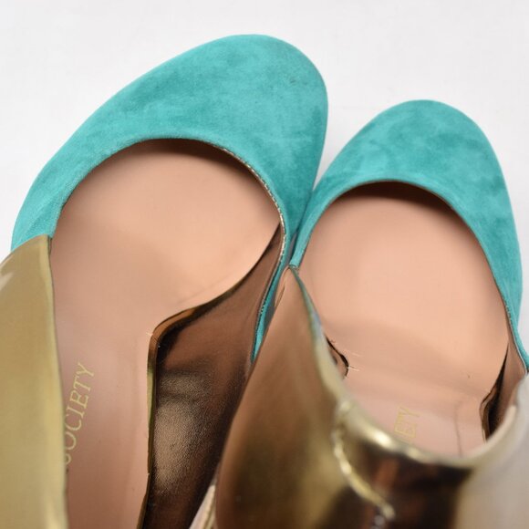 Sole Society So Annalise High Heels 7M Emerald Green Gold Closed Toe Pumps Sexy - Picture 11 of 15
